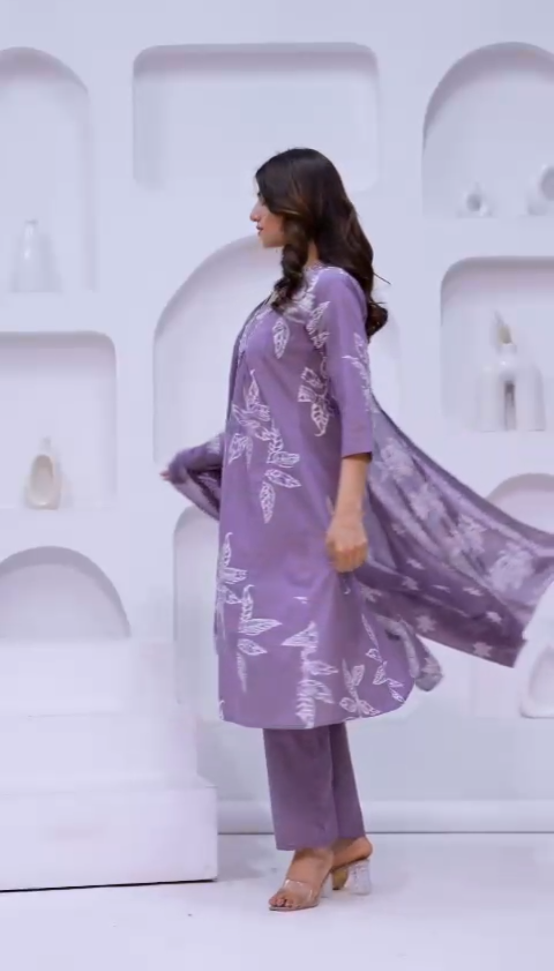 Floral Print Kurti with Trouser & Duppata Set